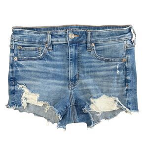 American Eagle High Rise Shorty Distressed Lace Pockets Sz  6